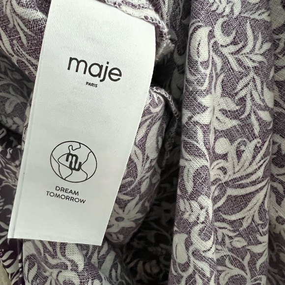 Maje Purple and White Floral Print Bishop Sleeve Sundress - Picture 13 of 14